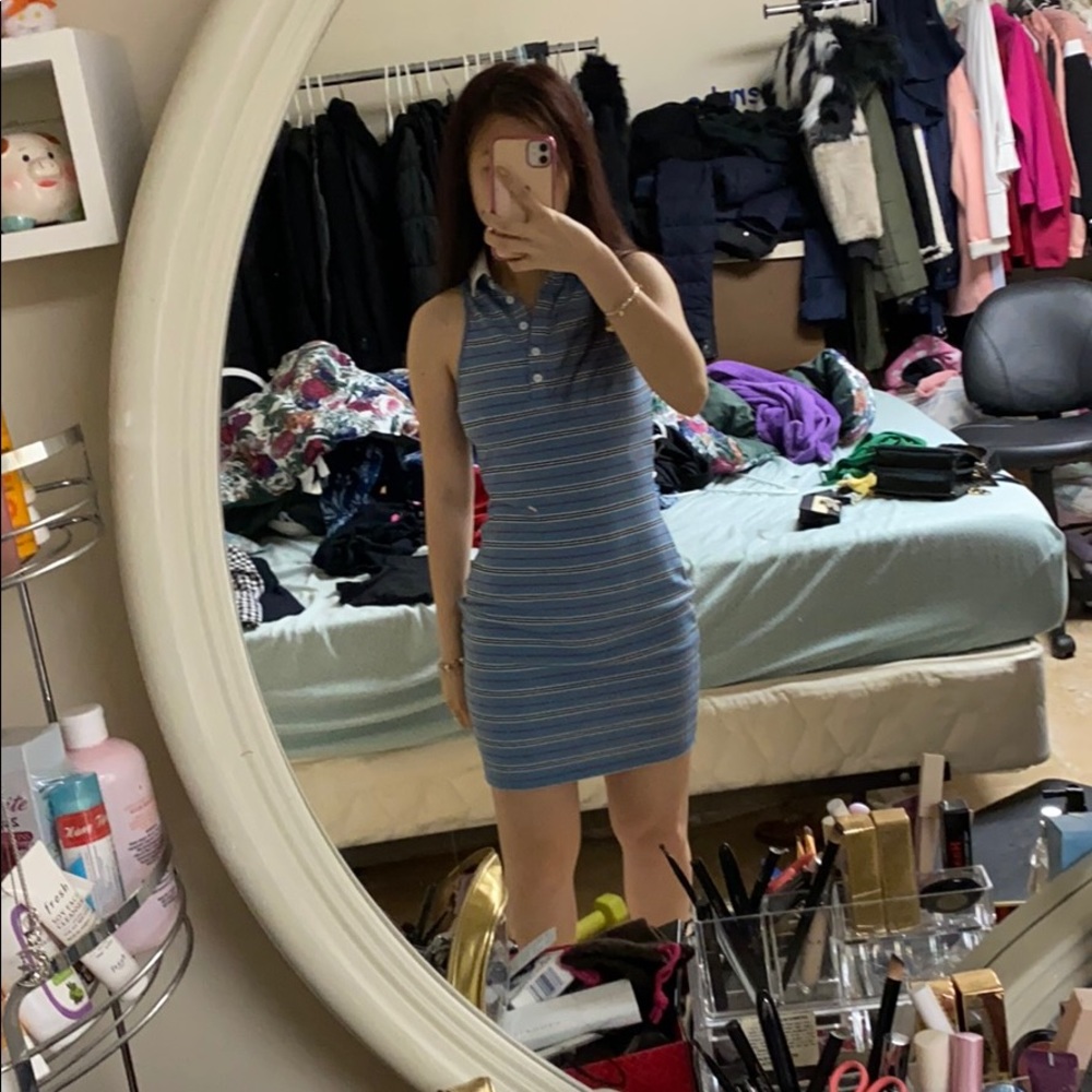 Cute button up bodycon collar dress